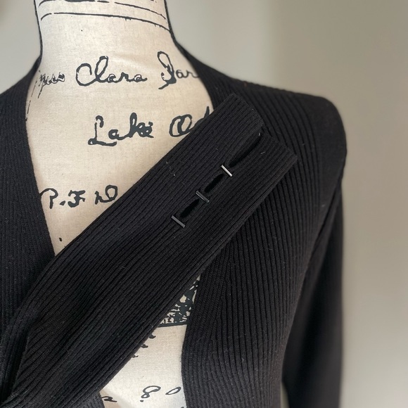 WHBM White House Black Market Long Black Cardigan Sweater Wool Blend S Small TTS - Picture 3 of 14